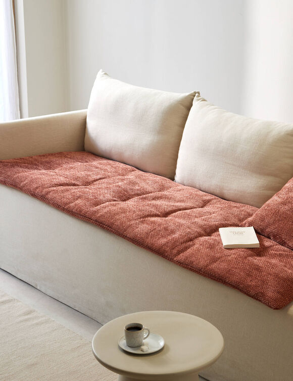 Long coussin de canapé tissage chenille (rose blush)