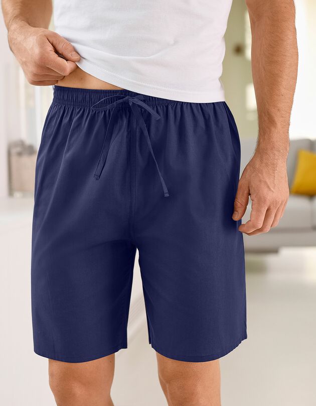 Short pyjama uni + carreaux - lot de 2 (bleu + marine)