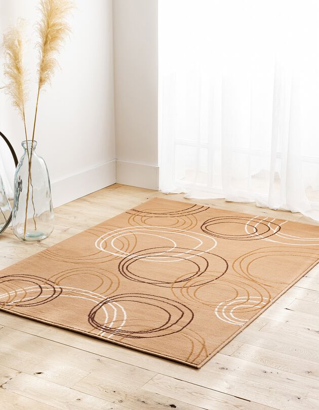 Tapis motifs cercles (beige)