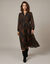 Robe longue col montant, cr&eacute;pon imprim&eacute; python (noir)