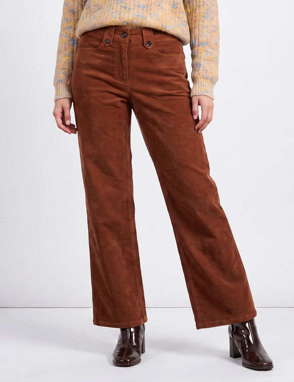 Pantalon large droit, velours c&ocirc;tel&eacute; (caramel)