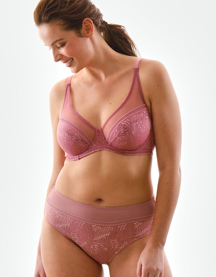 Soutien-gorge minimiseur en tulle et dentelle Camana - avec armatures (bois rose) Soutien-gorge minimiseur en tulle et dentelle Camana - avec armatures (bois rose)