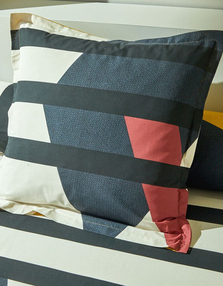 Linge de lit Charli coton à motifs géométriques (bleu)