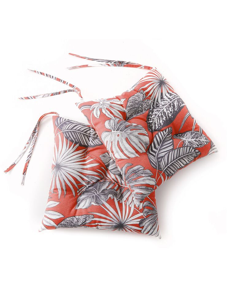Galette de chaise imprimé tropical - lot de 2 (terracotta)