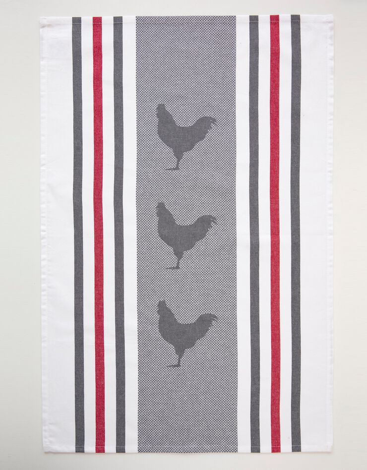 Torchons motif poule et vache - lot de 4 (bleu + gris) Torchons motif poule et vache - lot de 4 (bleu + gris)
