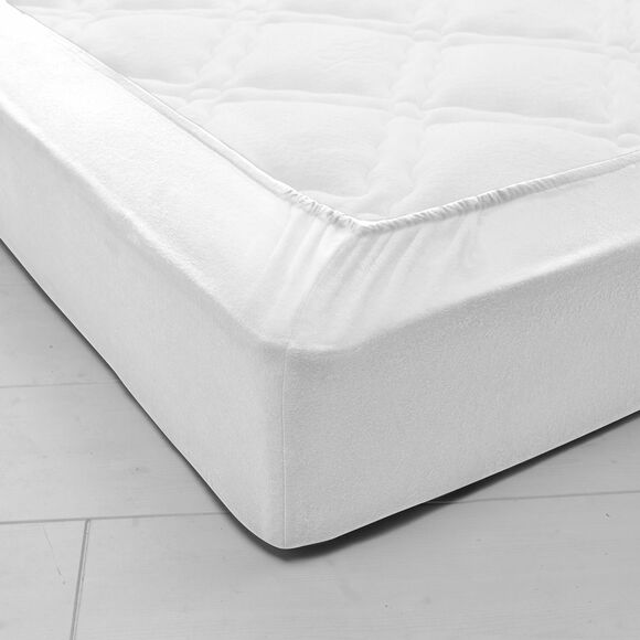 Drap-housse uni flanelle bonnets 32 cm (blanc)
