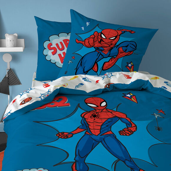 Parure de lit Spiderman super hero - coton (bleu)