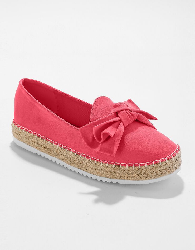 Mocassins espadrilles noeud à semelle corde crantée (corail) Mocassins espadrilles noeud à semelle corde crantée (corail)