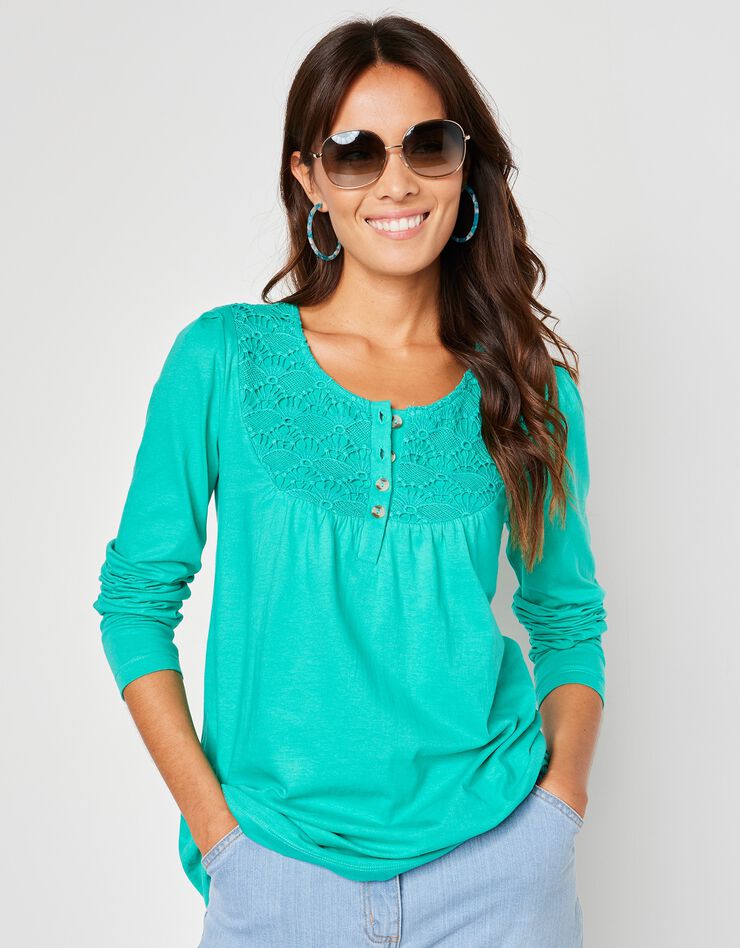 Tee-shirt macramé manches longues (vert) Tee-shirt macramé manches longues (vert)