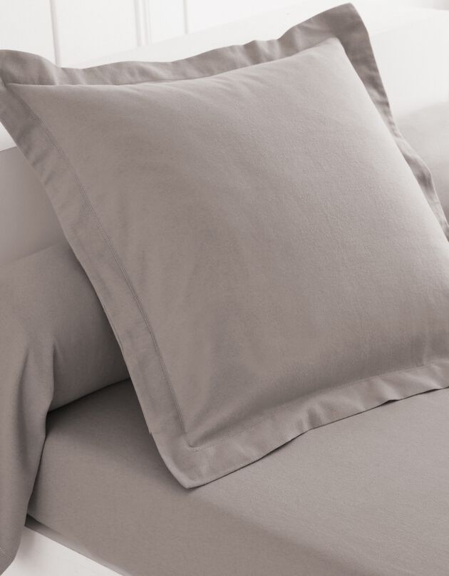 Linge de lit uni flanelle  (taupe)