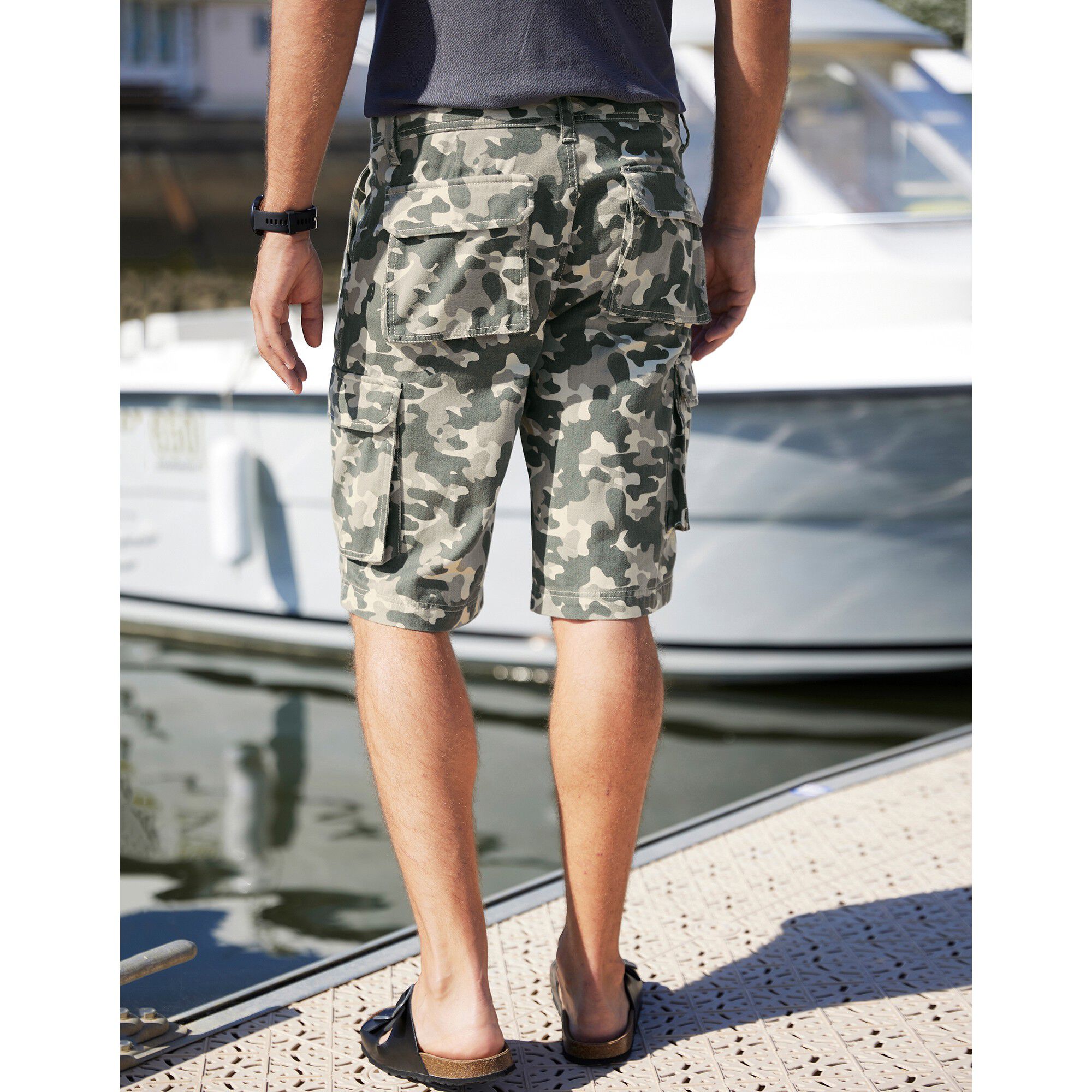 Bermuda Cargo Treillis Kaki COLMAR - Taille 50, Neuf Avec étiquettes, Valeur 190€
