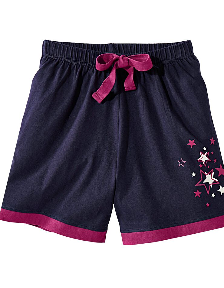 Short uni + étoiles - jersey coton (marine) Short uni + étoiles - jersey coton (marine)