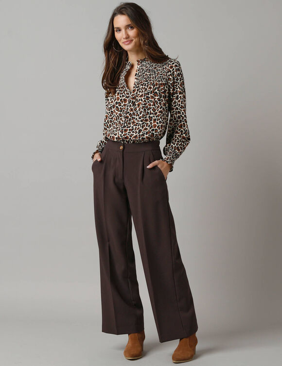 Pantalon large à pinces (chocolat)