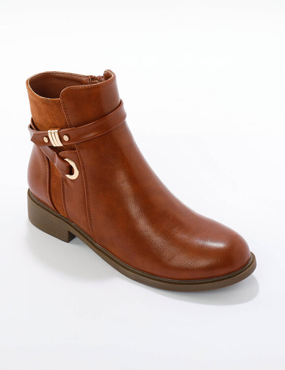 Boots zipp&eacute;es avec bride fantaisie (caramel)