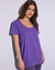 T-shirt uni col rond, coton biologique(**) (iris)