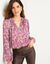 Blouse en voile imprim&eacute; tachiste (prune)