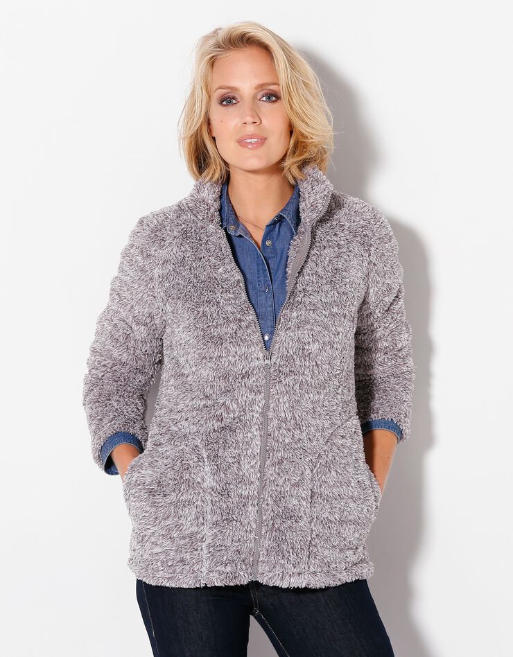 Veste zippée maille peluche (gris chiné) Veste zippée maille peluche (gris chiné)