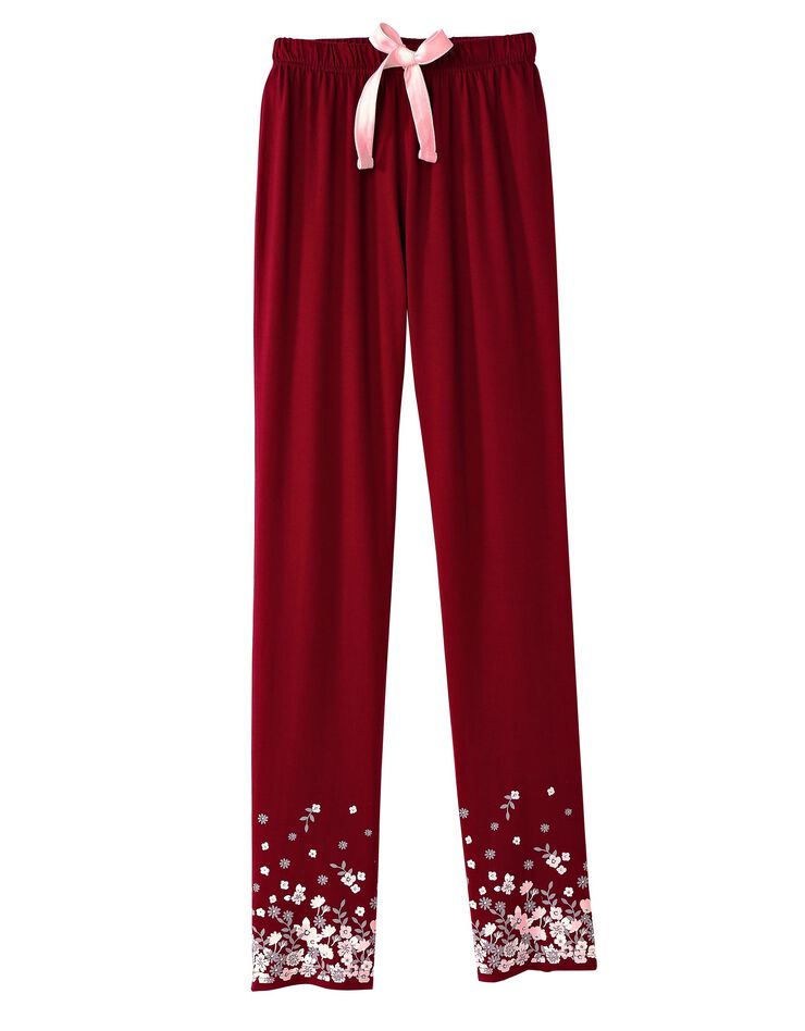 Pantalon base fleurie - jersey coton (cerise)