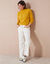 Pull col montant, maille poilue fantaisie (miel)