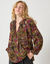 Blouse en voile crépon imprimée ethnnique (noir / multicolore)