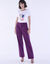 Pantalon droit large, uni (violet)