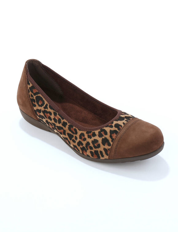 Ballerines compens&eacute;es avec empi&egrave;cements extensibles (marron)