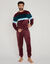 Pyjama tricolore velours manches longues (bordeaux)