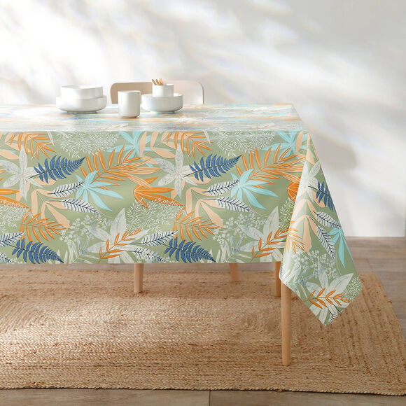 Nappe toile cirée imprimée feuillages  (vert mousse)