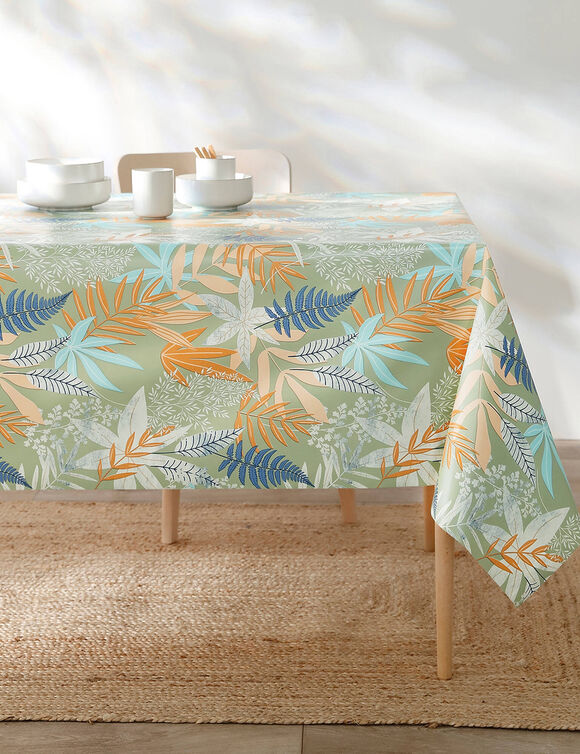 Nappe toile cirée imprimée feuillages  (vert mousse)