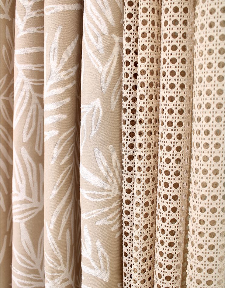 Rideau panneau brodé effet cannage  (beige)