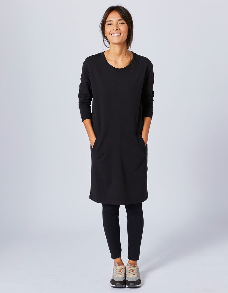 Robe sweat-shirt molleton coupe droite (noir) Robe sweat-shirt molleton coupe droite (noir)