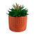 Plante verte artificielle et pot en ciment (terracotta)