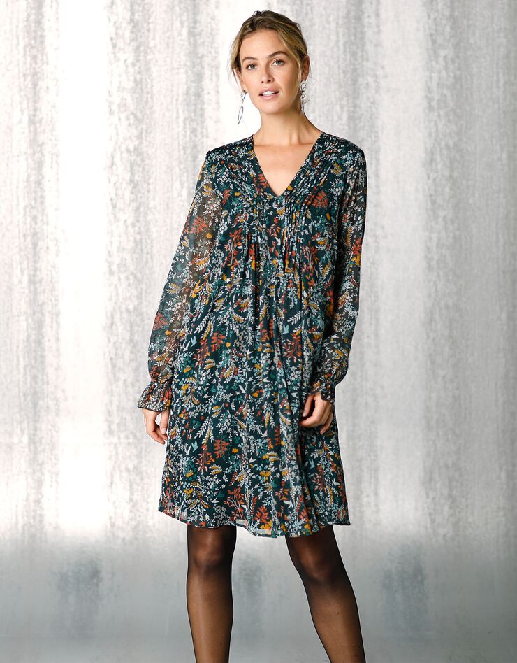 Robe imprimée à plis (bronze / paprika) Robe imprimée à plis (bronze / paprika)