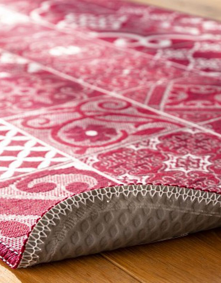 Tapis jacquard motif carreaux de ciment (rouge) Tapis jacquard motif carreaux de ciment (rouge)