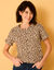 T-shirt manches courtes à revers, imprimé peau de bête (beige)