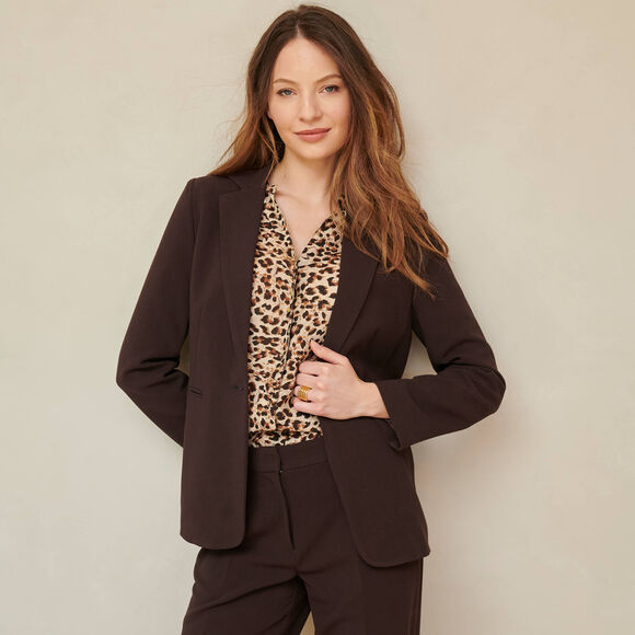 Veste blazer fluide, manches longues (chocolat)