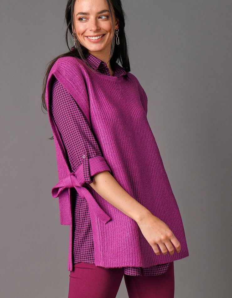Pull tunique sans manches, maille anglaise toucher mohair (violine) Pull tunique sans manches, maille anglaise toucher mohair (violine)