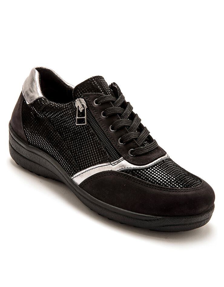 Derbies confort extra-larges lacés et zippés en cuir - noir (noir) Derbies confort extra-larges lacés et zippés en cuir - noir (noir)