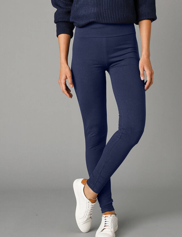 Legging taille haute sp&eacute;cial froid, molleton gratt&eacute; (marine)