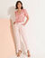 Chemisier boutonné manches blousantes imprimé, voile jacquard (rose)