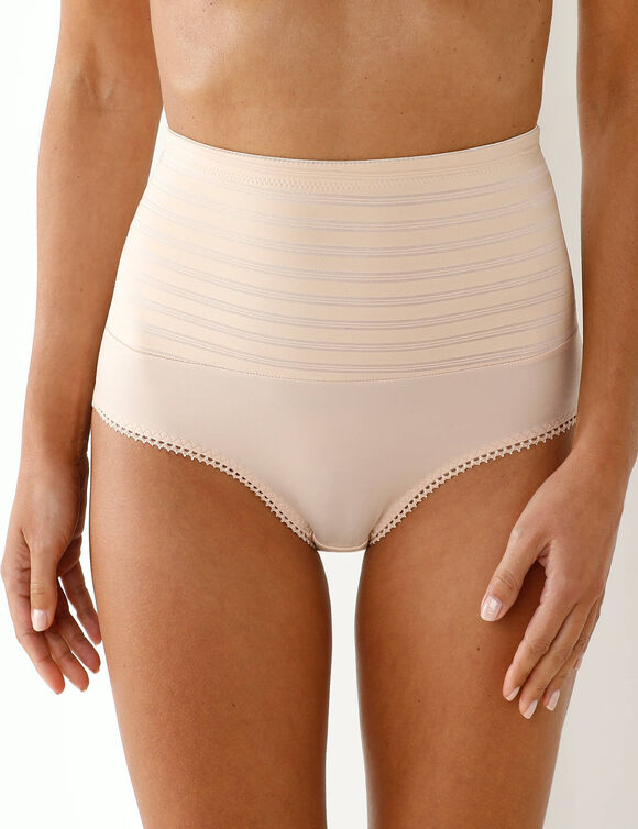 Gaine affinante maille satin&eacute;e et tulle jacquard - maintien intense (chair)