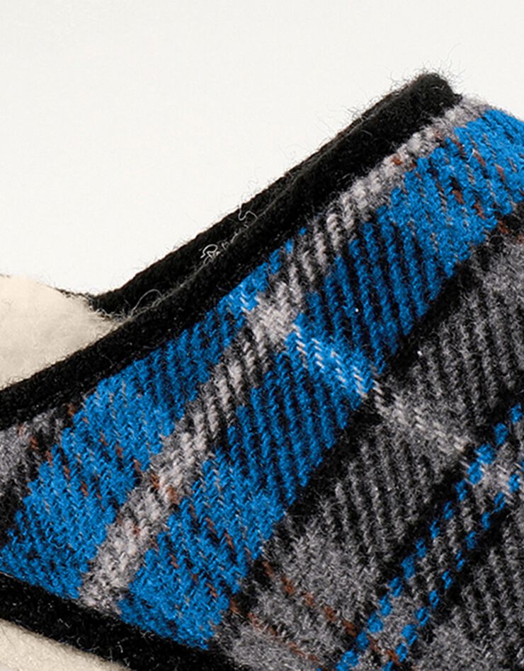 Mules homme silencieuses fourrées laine (carreaux marine) Mules homme silencieuses fourrées laine (carreaux marine)