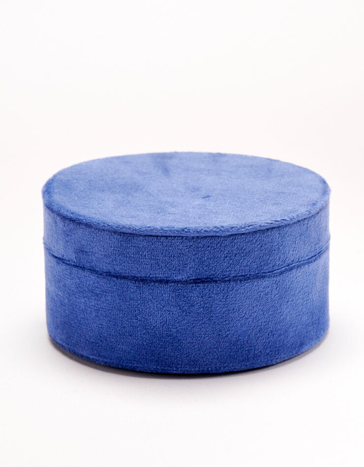 Boîte à bijoux ronde, effet velours (bleu)