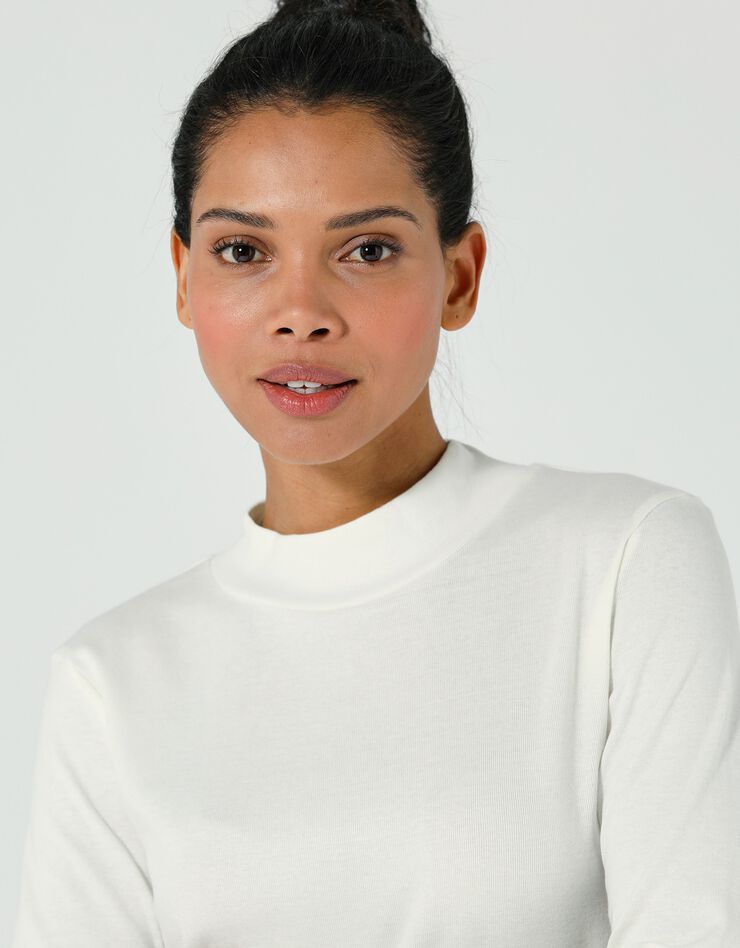Tee-shirt col montant manches longues (blanc cassé) Tee-shirt col montant manches longues (blanc cassé)