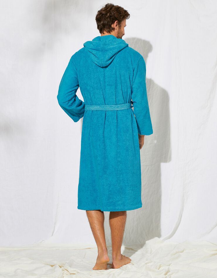 Peignoir mixte adulte col capuche éponge bouclette (turquoise)