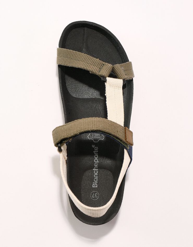 Sandales préformées bandes scratchées (kaki / écru)
