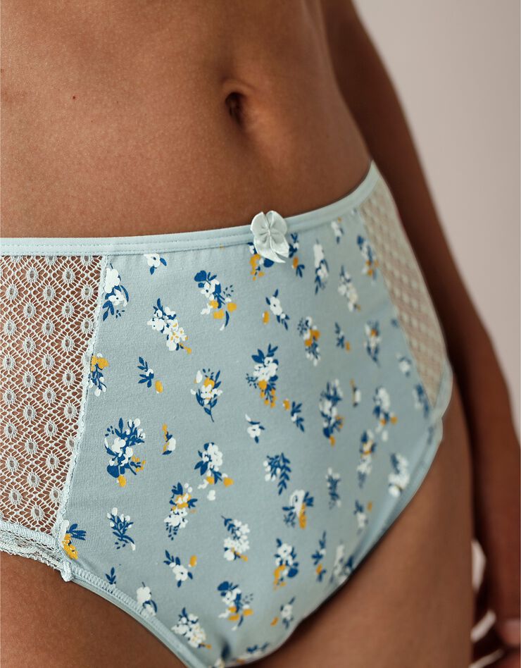 Culotte maxi dentelle coton imprimé Tropea - lot de 4 (amande + bleu) Culotte maxi dentelle coton imprimé Tropea - lot de 4 (amande + bleu)