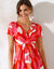 Robe courte manches courtes, maille imprimée (rose)