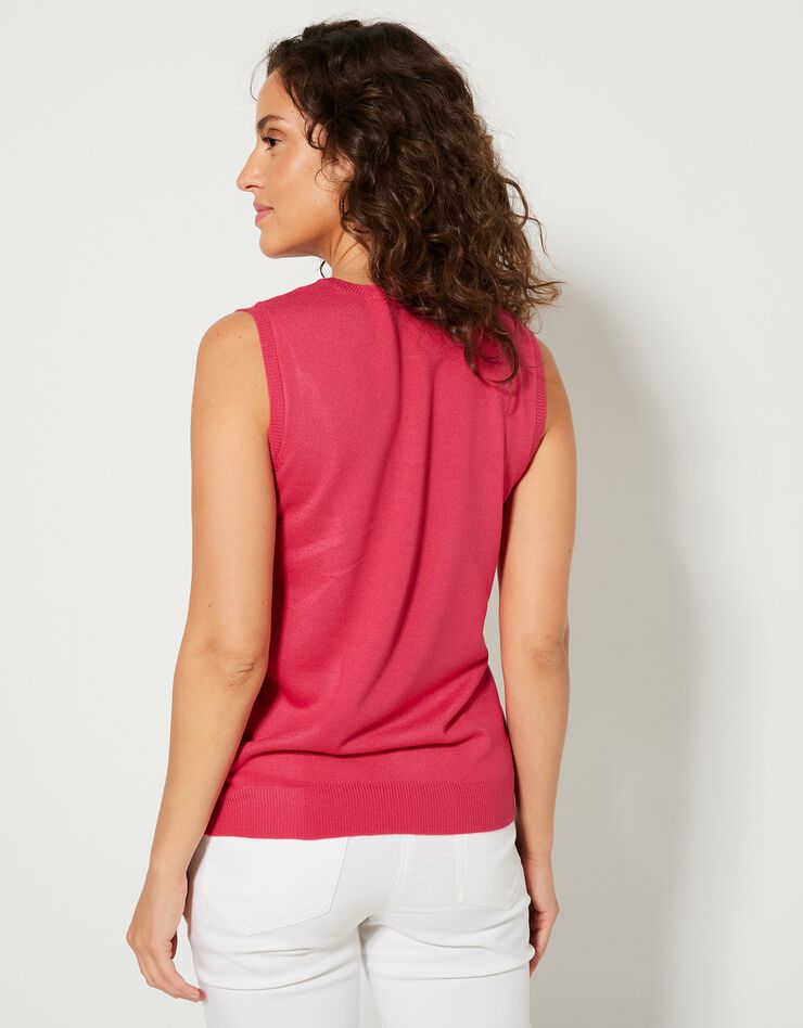 Pull sans manches toucher cachemire (rose fuchsia) Pull sans manches toucher cachemire (rose fuchsia)