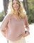 Pull  col V maille anglaise ajourée (rose poudré)